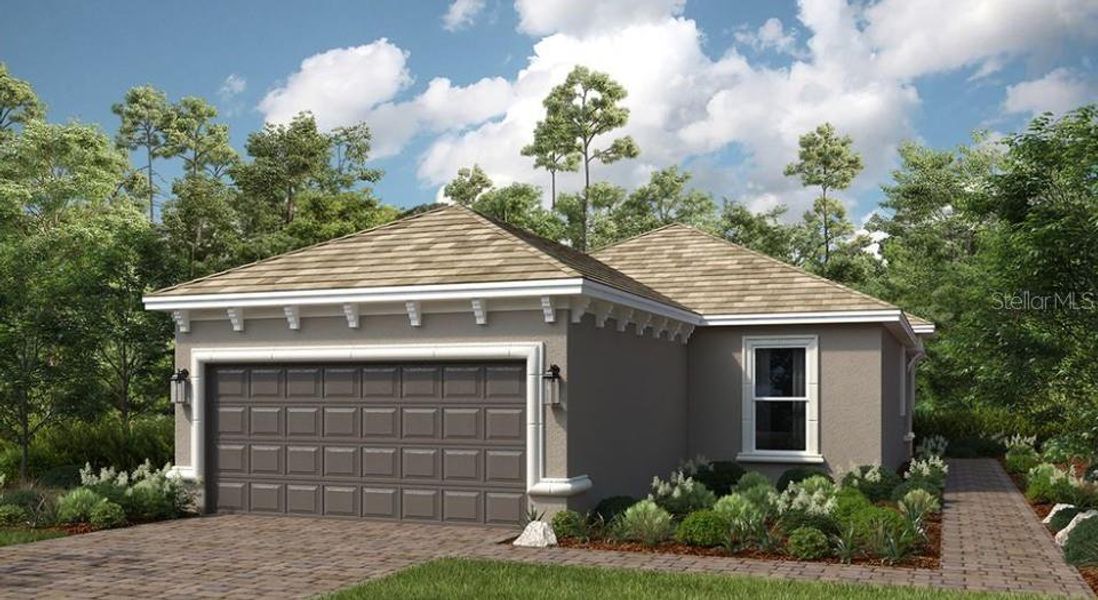 Front exterior of a new home in Esplanade at Wiregrass Ranch, Wesley Chapel, FL, highlighting curb appeal (Image 1). Front exterior of a new home in Esplanade at Wiregrass Ranch, Wesley Chapel, FL, highlighting curb appeal (Image 1).