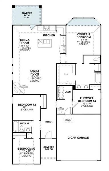 2D floor plan layout of this home in Lilybrooke at Legacy Hills, Celina, TX (Image 4). 2D floor plan layout of this home in Lilybrooke at Legacy Hills, Celina, TX (Image 4).