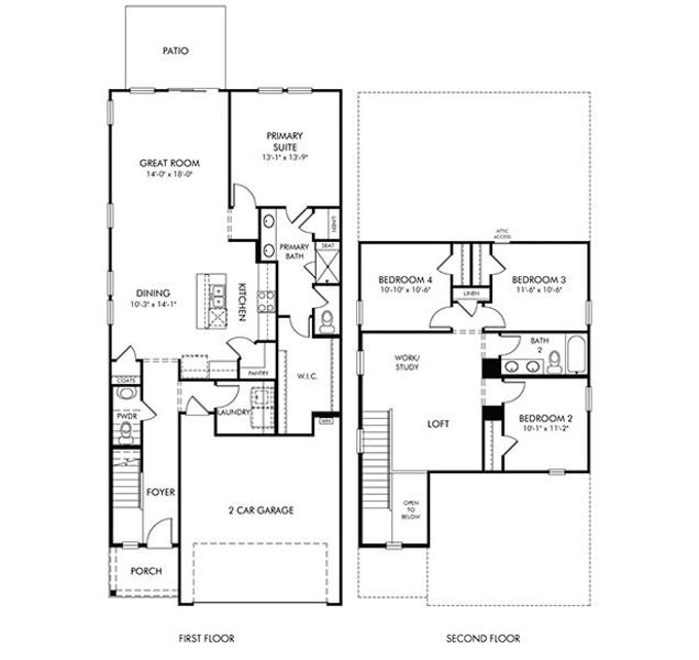 2D floor plan layout for the Sydney by Meritage Homes in Clear Pond - The Boardwalk Series, Myrtle Beach, SC (Image 3).