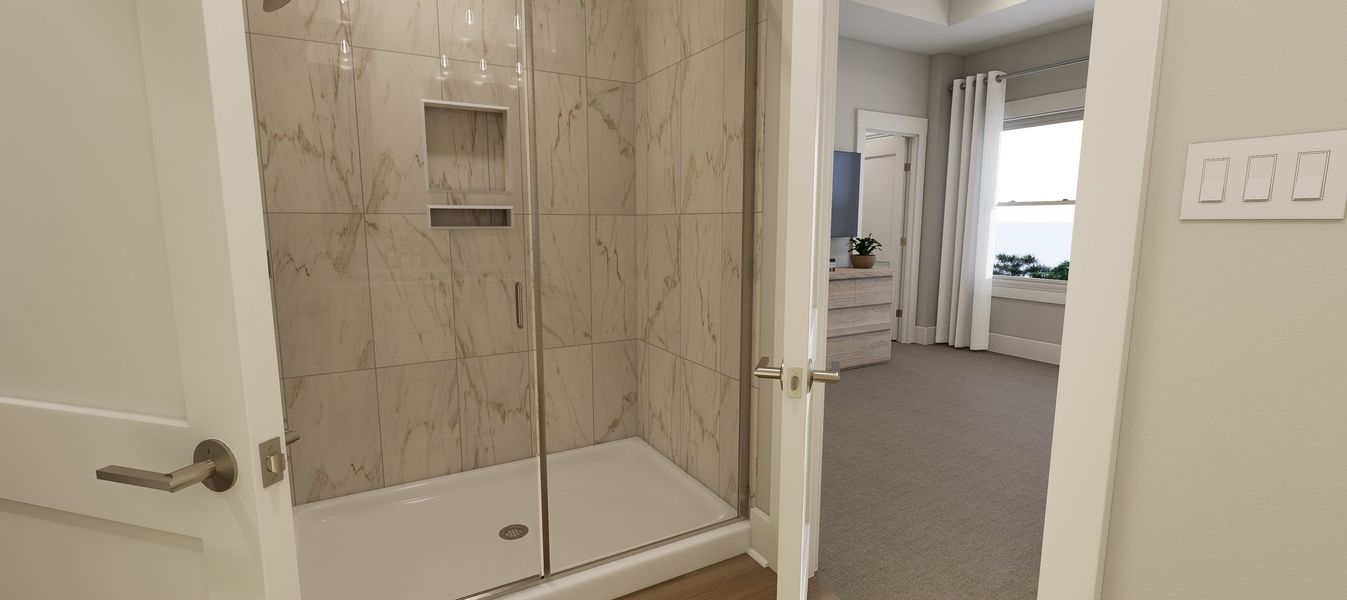Representative furnished interior of a home built from the Cora End Unit by Baker Residential in Atwater Station - Midtown Collection, Fuquay Varina (Image 15).