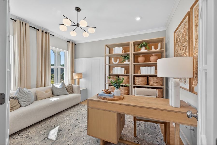 Representative furnished interior of a home built from the Hampton by Pulte Homes in Watermist at Mirror Lake, Villa Rica (Image 29).