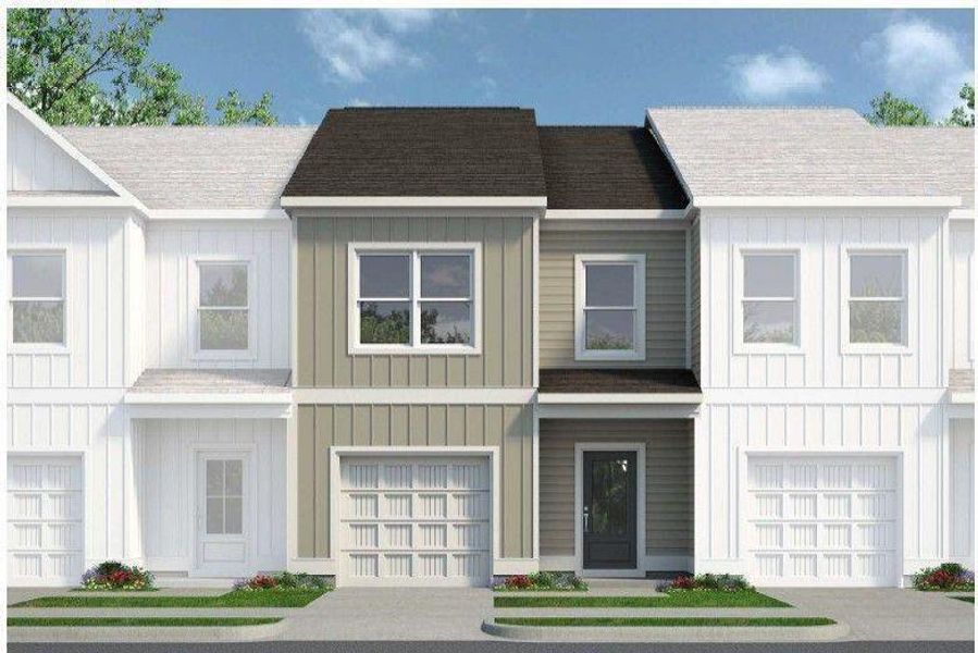 Front exterior of a new home in Fuller Station, Loganville, GA, highlighting curb appeal (Image 1). Front exterior of a new home in Fuller Station, Loganville, GA, highlighting curb appeal (Image 1).