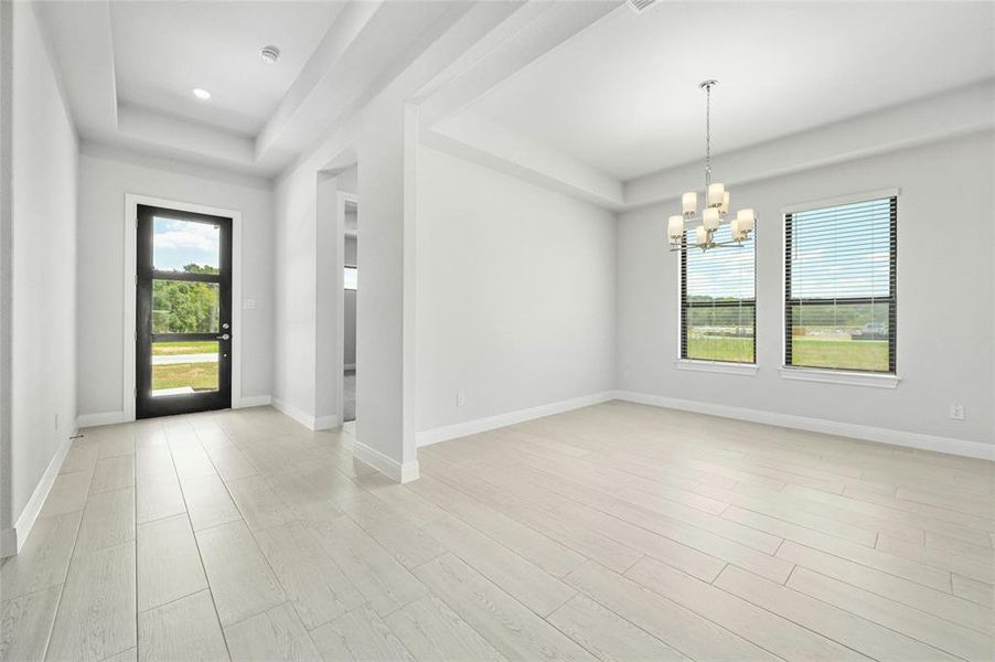 Entry front door with tall tray ceilings