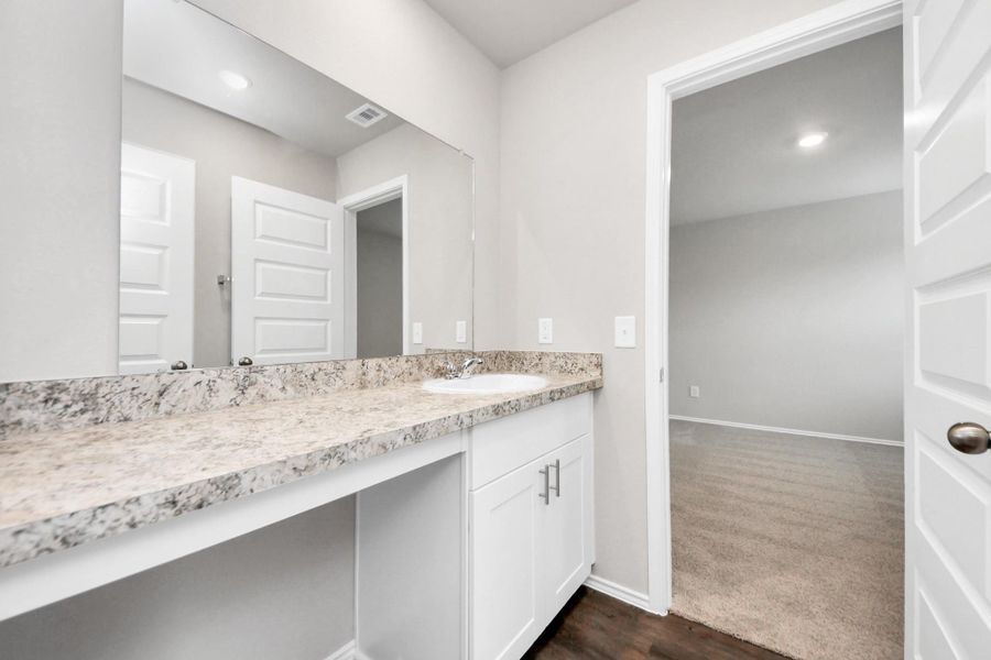 Jack and Jill bathroom that connects bedroom 2 and 3 Jack and Jill bathroom that connects bedroom 2 and 3