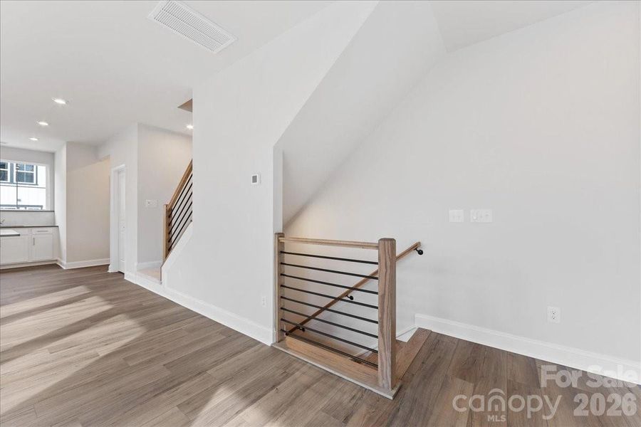 Oak Box Stairs and Open Metal Rails Oak Box Stairs and Open Metal Rails