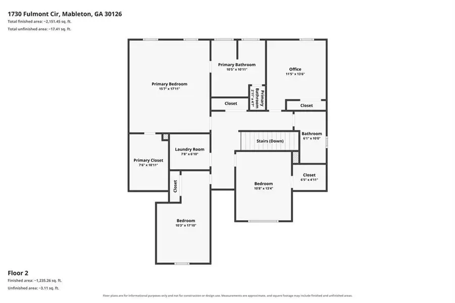 2D floor plan layout of this home in Avenbrook, Mableton, GA (Image 7).