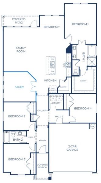 2D floor plan layout of this home in North Point, Temple, TX (Image 3).