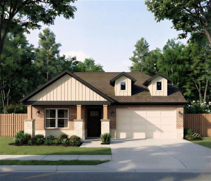 Front exterior of a new home in , Fort Worth, TX, highlighting curb appeal (Image 1). Front exterior of a new home in , Fort Worth, TX, highlighting curb appeal (Image 1).