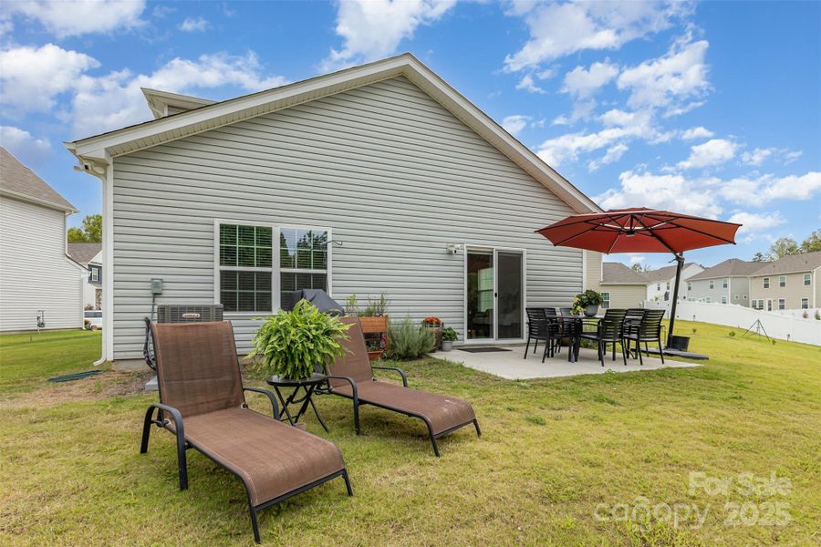 Back of home with patio