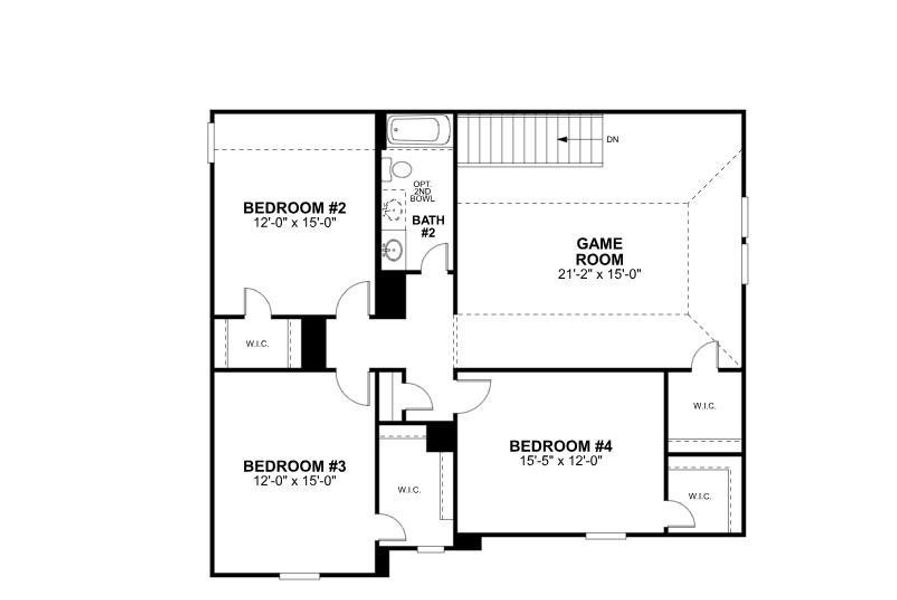 2D floor plan layout of this home in Pinewood at Grand Texas, New Caney, TX (Image 4).