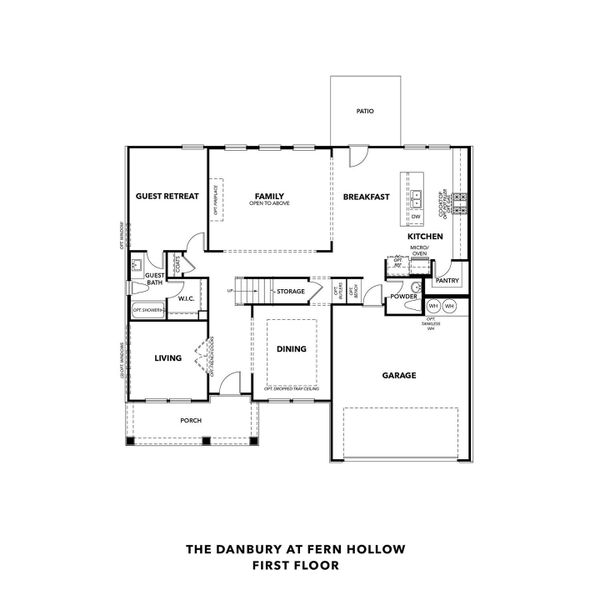2D floor plan layout for the The Danbury J w/ Basement by Davidson Homes LLC in Fern Hollow, Buford, GA (Image 2). 2D floor plan layout for the The Danbury J w/ Basement by Davidson Homes LLC in Fern Hollow, Buford, GA (Image 2).