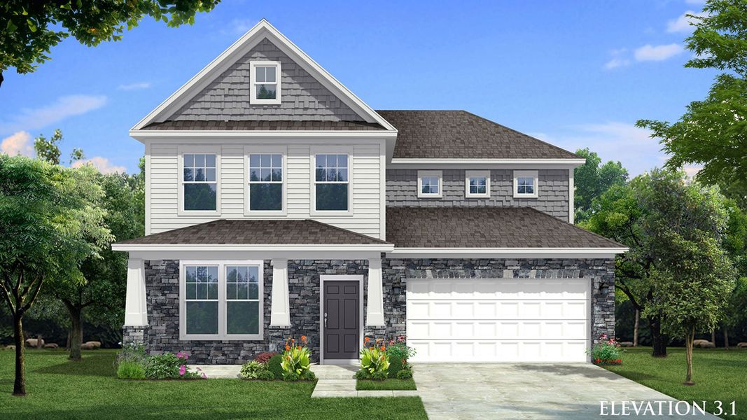 Representative exterior photo of a completed home built from the Jordan by DRB Homes in Owen Park, Gibsonville, NC (Image 20).