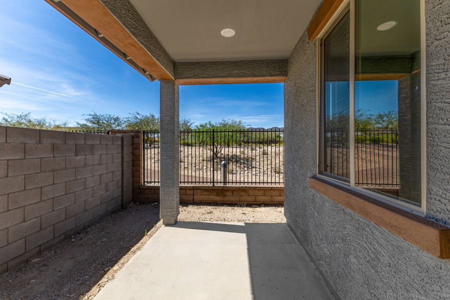 Exterior details and patio area of a home in Mira Vista at Victory, Buckeye (Image 3).