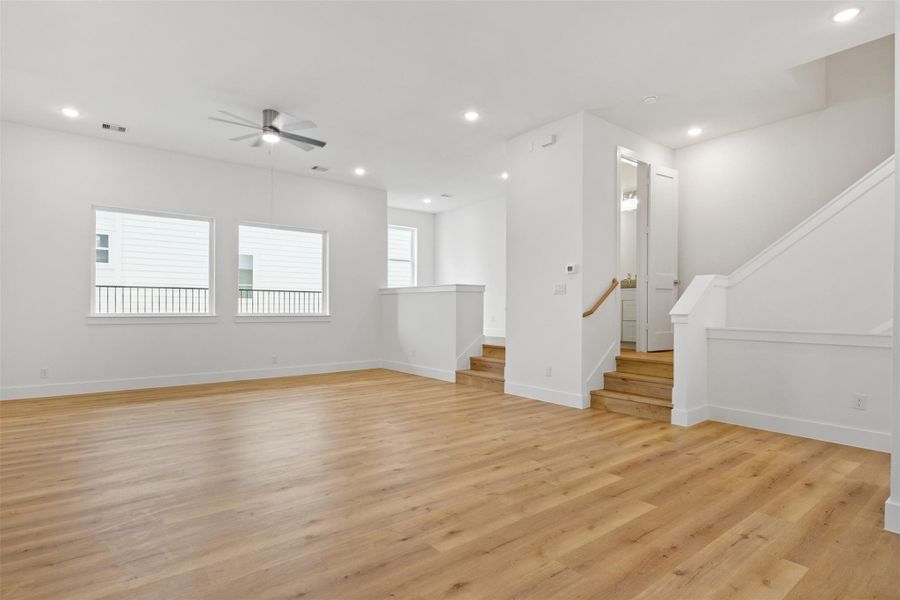 Alternate view from the open kitchen to the living area!