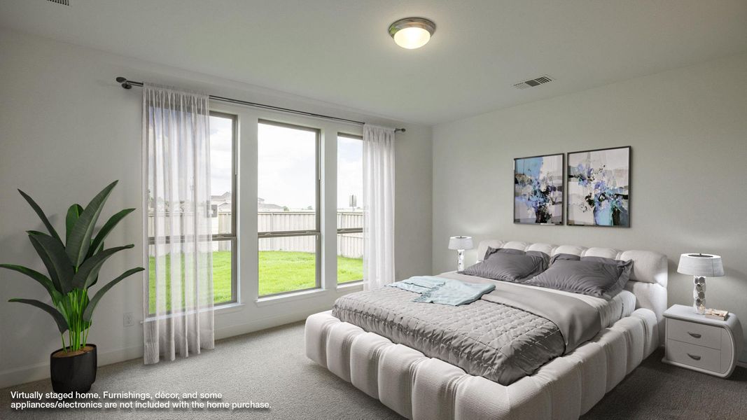 Carpeted bedroom with multiple windows Carpeted bedroom with multiple windows