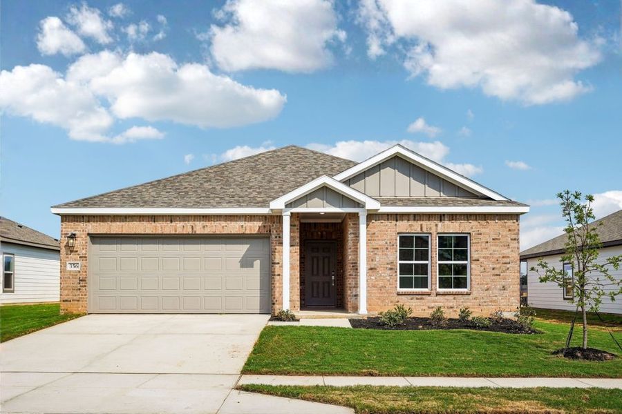 Front exterior of a new home in Pennsylvania Avenue, Springtown, TX, highlighting curb appeal (Image 1). Front exterior of a new home in Pennsylvania Avenue, Springtown, TX, highlighting curb appeal (Image 1).