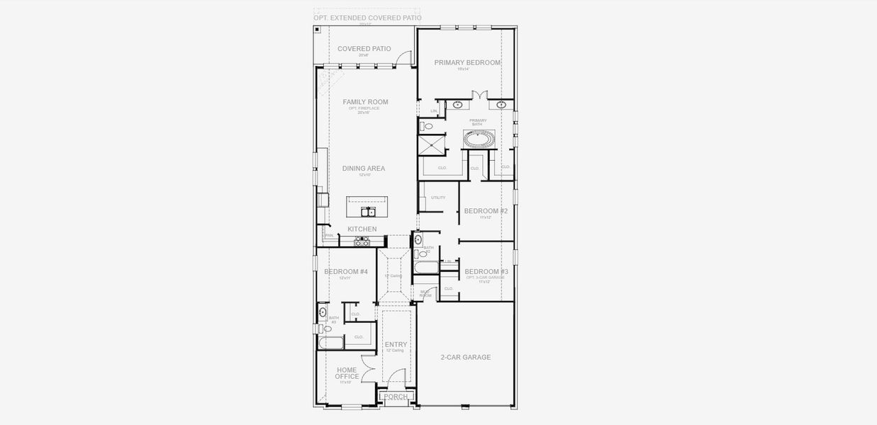 2D floor plan layout for the 2357W by Perry Homes in Trinity Falls At Province Woods 50', McKinney, TX (Image 4).