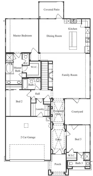 2D floor plan layout for the 2830 by Texas Homes in Ventana, Bulverde, TX (Image 3).