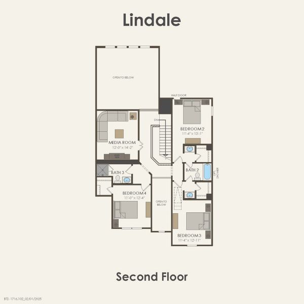 2D floor plan layout for the Lindale by Pulte Homes in Mission Hills, Garland, TX (Image 25).