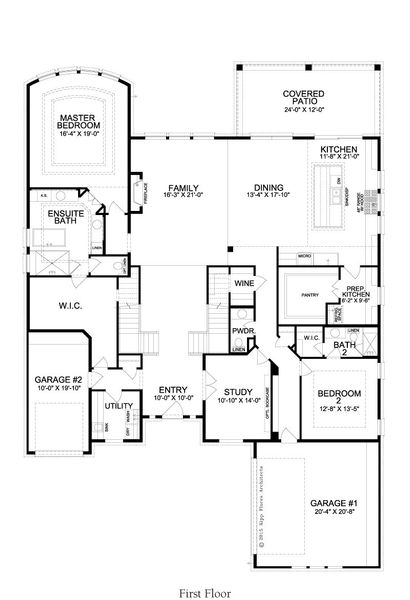 2D floor plan layout for the Augusta by Landon Homes in Fields - Brookside North, Frisco, TX (Image 1). 2D floor plan layout for the Augusta by Landon Homes in Fields - Brookside North, Frisco, TX (Image 1).