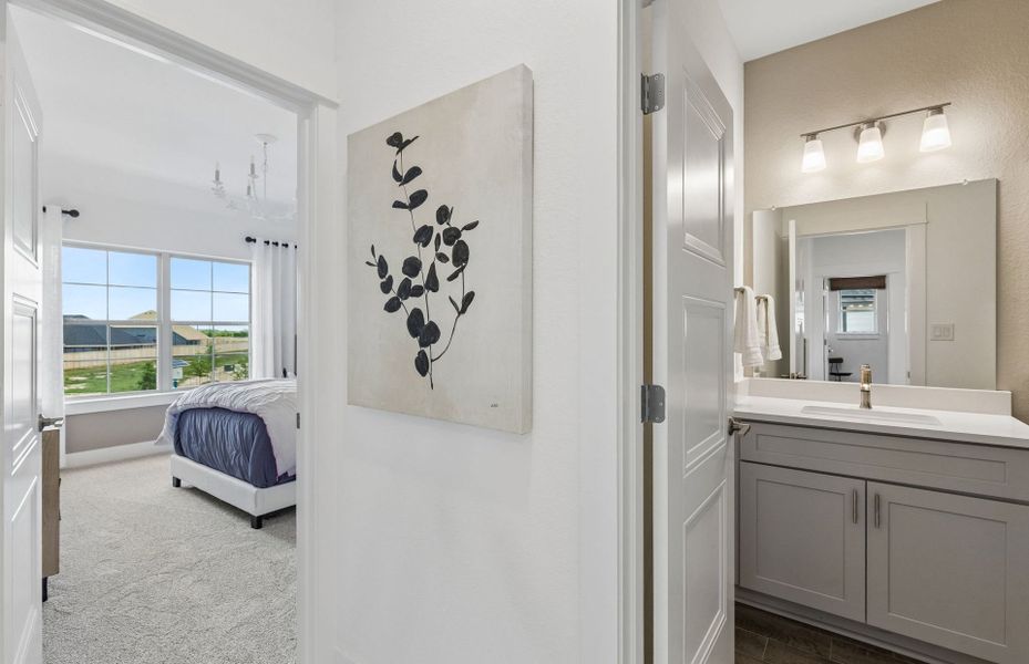 Representative furnished interior of a home built from the Iredell by Pulte Homes in Katy Court, Katy (Image 45).