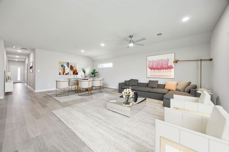 Dining and Living Room in the Hayden home plan by Trophy Signature Homes – REPRESENTATIVE PHOTO Dining and Living Room in the Hayden home plan by Trophy Signature Homes – REPRESENTATIVE PHOTO