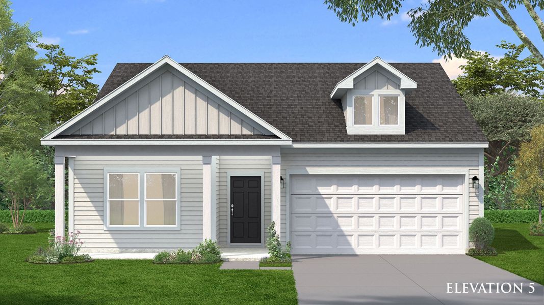 Representative exterior photo of a completed home built from the Easton III by DRB Homes in Bluffs at Sun Colony, Longs, SC (Image 23). Representative exterior photo of a completed home built from the Easton III by DRB Homes in Bluffs at Sun Colony, Longs, SC (Image 23).