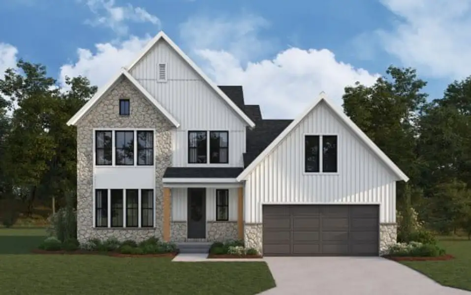 Representative exterior photo of a completed home built from the Finley by Fischer Homes in Twin Lakes, Hoschton, GA (Image 9).