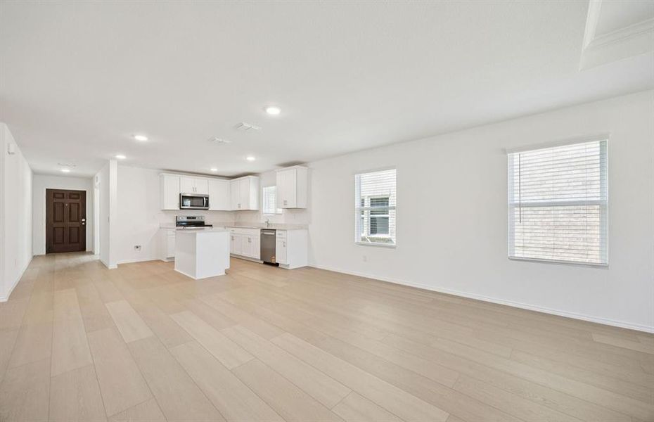 View of kitchen from gathering room