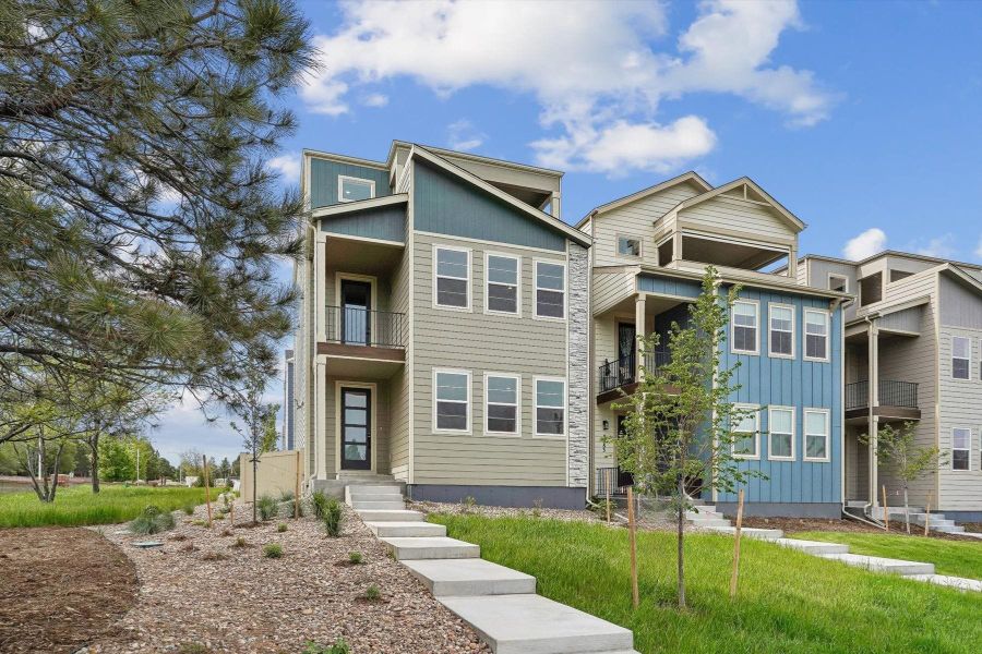 Front exterior of a new home in Pony Park, Colorado Springs, CO, highlighting curb appeal (Image 2).