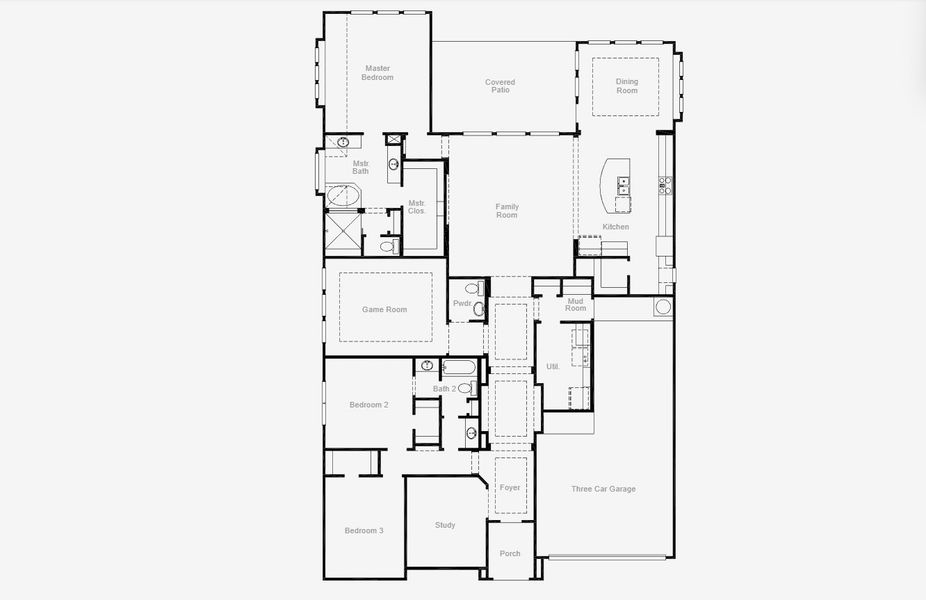 2D floor plan layout for the Double Oak by Coventry Homes in Mustang Lakes 74', McKinney, TX (Image 3). 2D floor plan layout for the Double Oak by Coventry Homes in Mustang Lakes 74', McKinney, TX (Image 3).