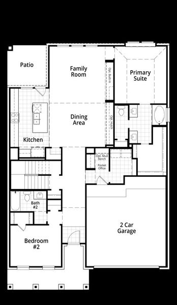 2D floor plan layout for the Renoir by Highland Homes in Lariat, Liberty Hill, TX (Image 8).