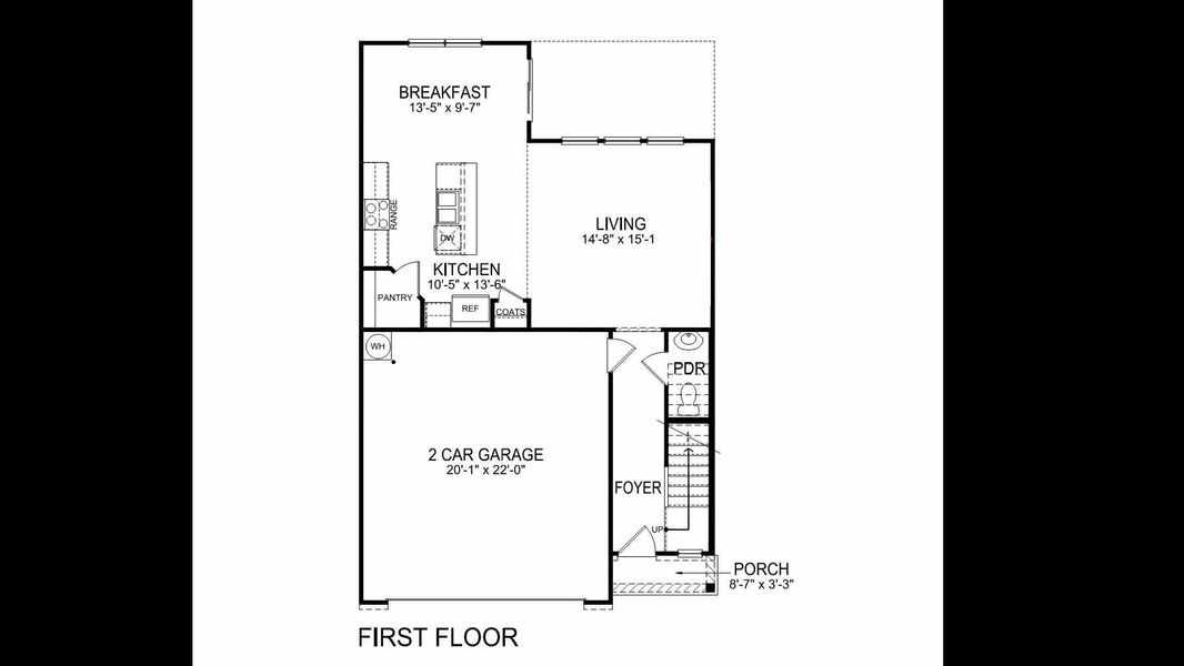 2D floor plan layout for the Darwin by D.R. Horton in Logan Farms, Mooresville, NC (Image 3).