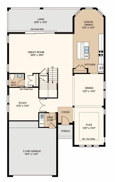 2D floor plan layout of this home in Hammock at Two Rivers, Zephyrhills, FL (Image 4).