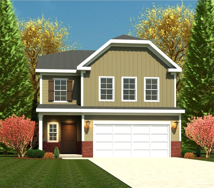 Representative exterior photo of a completed home built from the Lincoln by Ivey Homes in Crawford Creek, Grovetown, GA (Image 14).