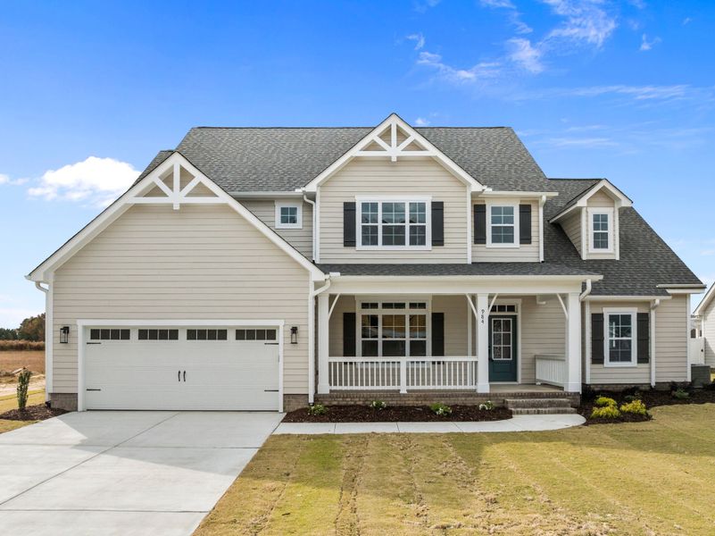 Front exterior of a new home in Eli's Ridge, Winterville, NC, highlighting curb appeal (Image 1).