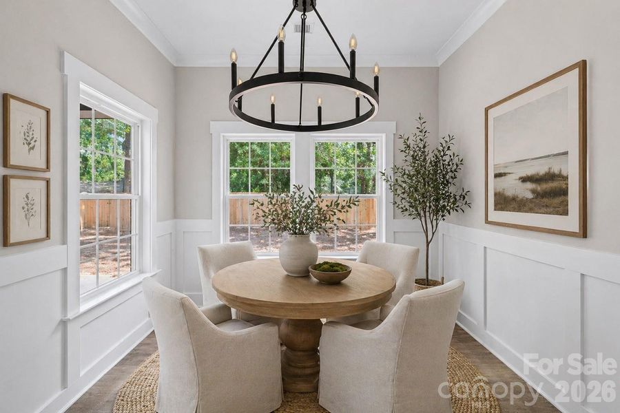 Dining area virtually staged