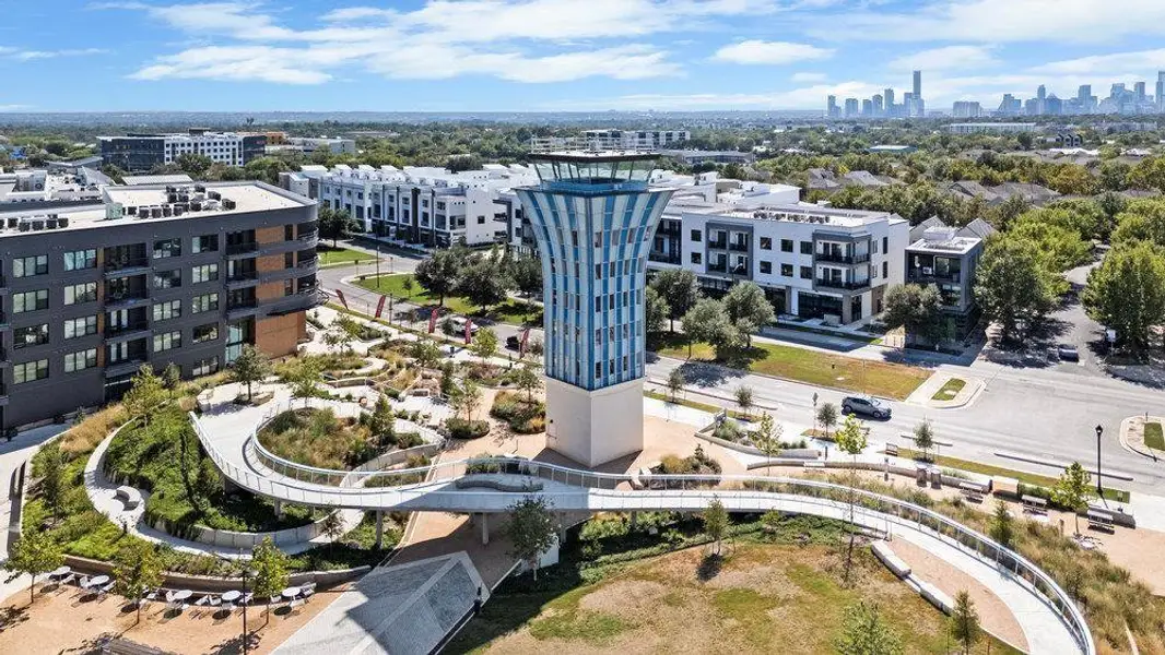 Bird's eye view of city skyline