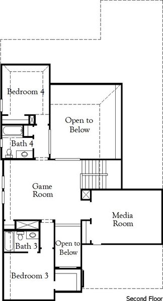 2D floor plan layout of this home in Pecan Square, Northlake, TX (Image 4). 2D floor plan layout of this home in Pecan Square, Northlake, TX (Image 4).
