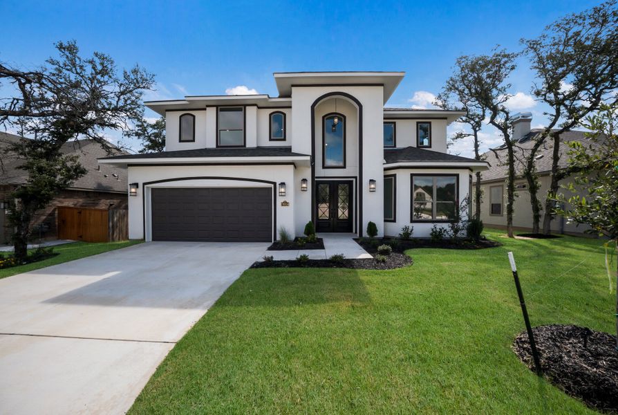 Representative exterior photo of a completed home built from the The Travis by Whitestone Custom Homes in Johnson Ranch, Bulverde, TX (Image 1).