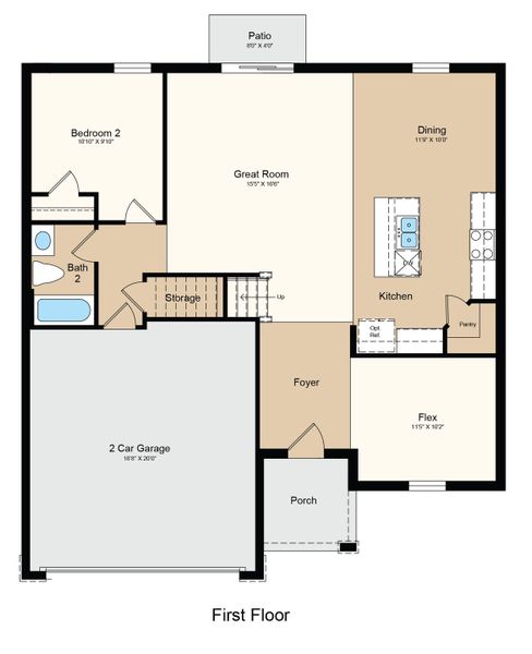 2D floor plan layout of this home in Westview, Kissimmee, FL (Image 3).