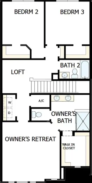 2D floor plan layout of this home in Persimmon Place - Townhomes, Wesley Chapel, FL (Image 3).