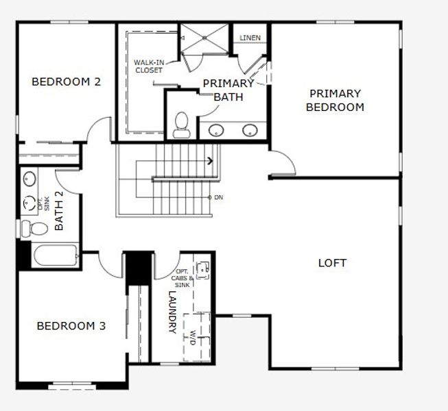 2D floor plan layout for the Prescott by Landsea Homes in Trovita at Citrus Park, Goodyear, AZ (Image 4).