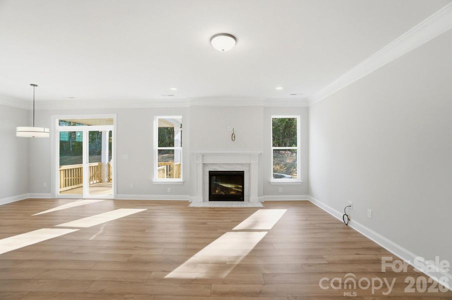 Family room with gas fireplace