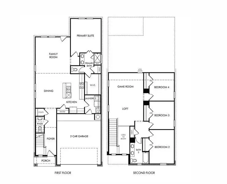 2D floor plan layout of this home in Pine Lake Cove - Traditional Series, Montgomery, TX (Image 2).