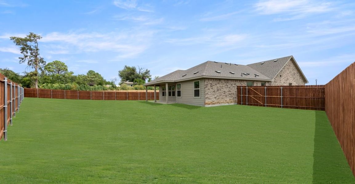 Representative exterior photo of a completed home built from the Austin by Impression Homes in Keeneland, Aubrey, TX (Image 24).