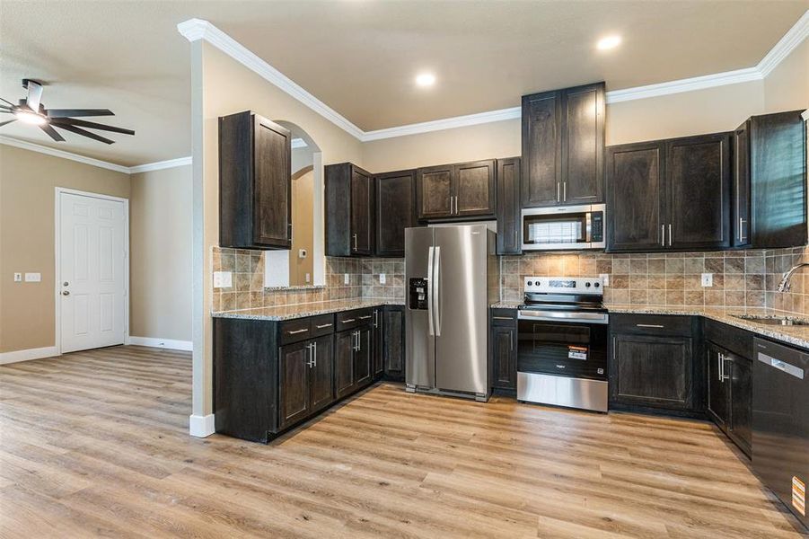 STUNNING granite, soft close custom cabinets