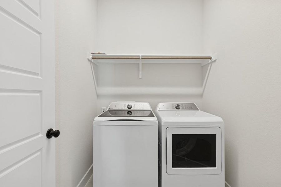 Utility Room (Staged)[Photos shown are from a completed home with the samefloorplan and similar design selections. Actual design selections may very slightly]