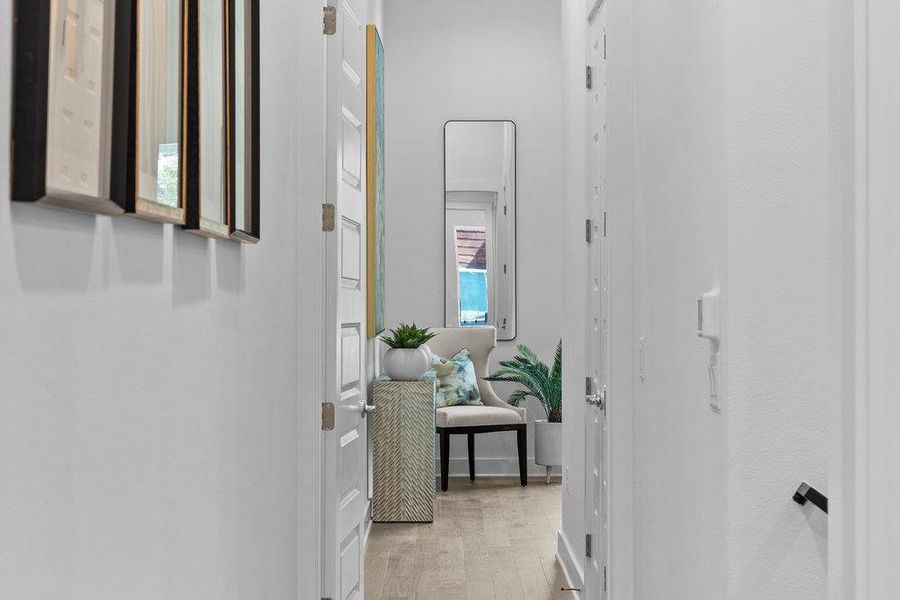 Furnished interior view inside a new home in Bluebonnet Lofts, Austin (Image 9). Furnished interior view inside a new home in Bluebonnet Lofts, Austin (Image 9).