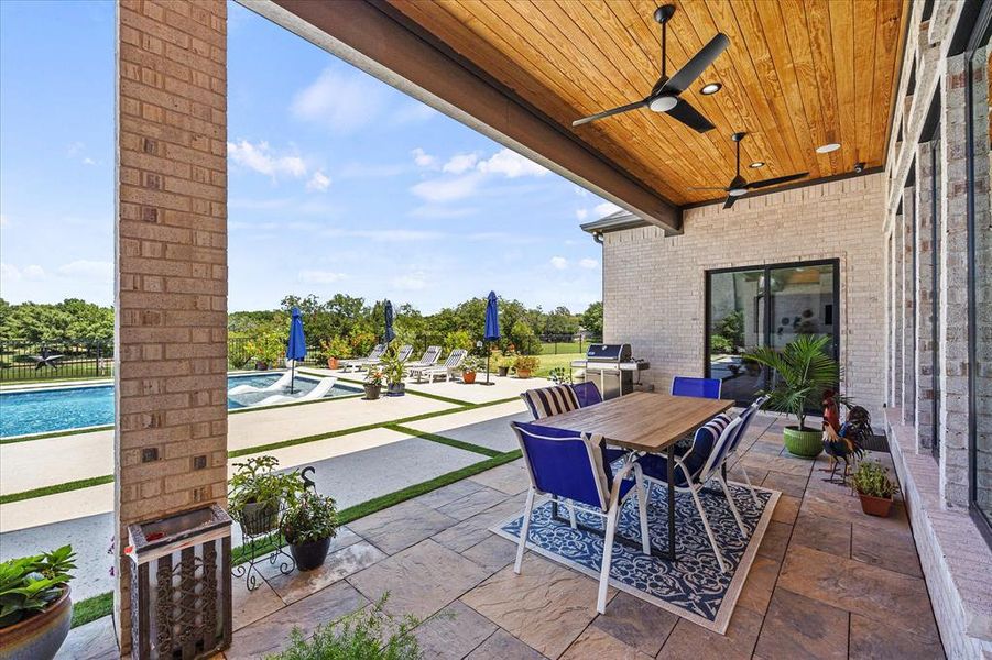 Exterior details and patio area of a home in , Heath (Image 4).